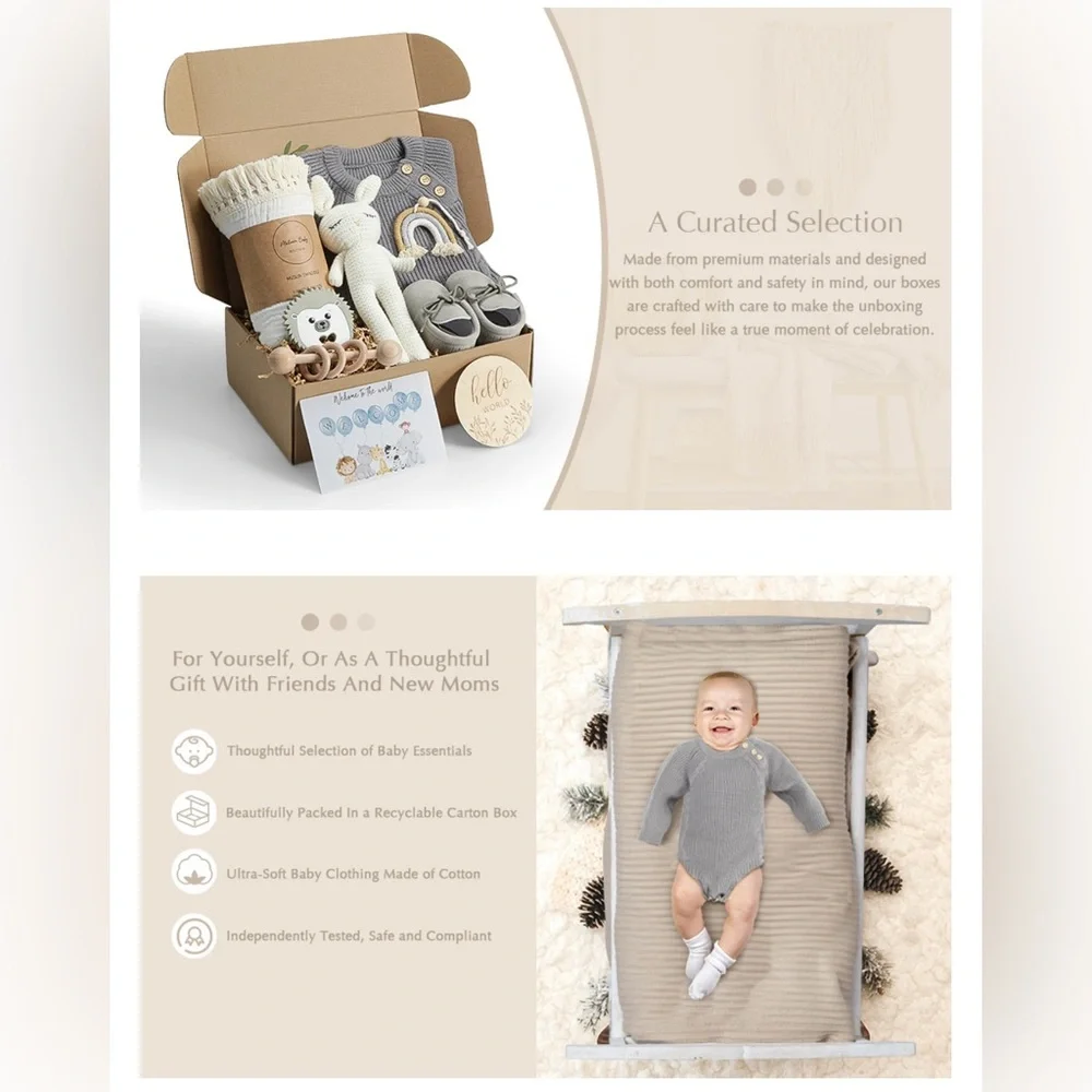 Baby Gift Set, Baby Boy Newborn Gifts Box, Boho Gender Neutral